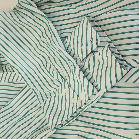 Pendleton White Green Striped Half Sleeve Button Down Size 14 - Picture 12 of 13